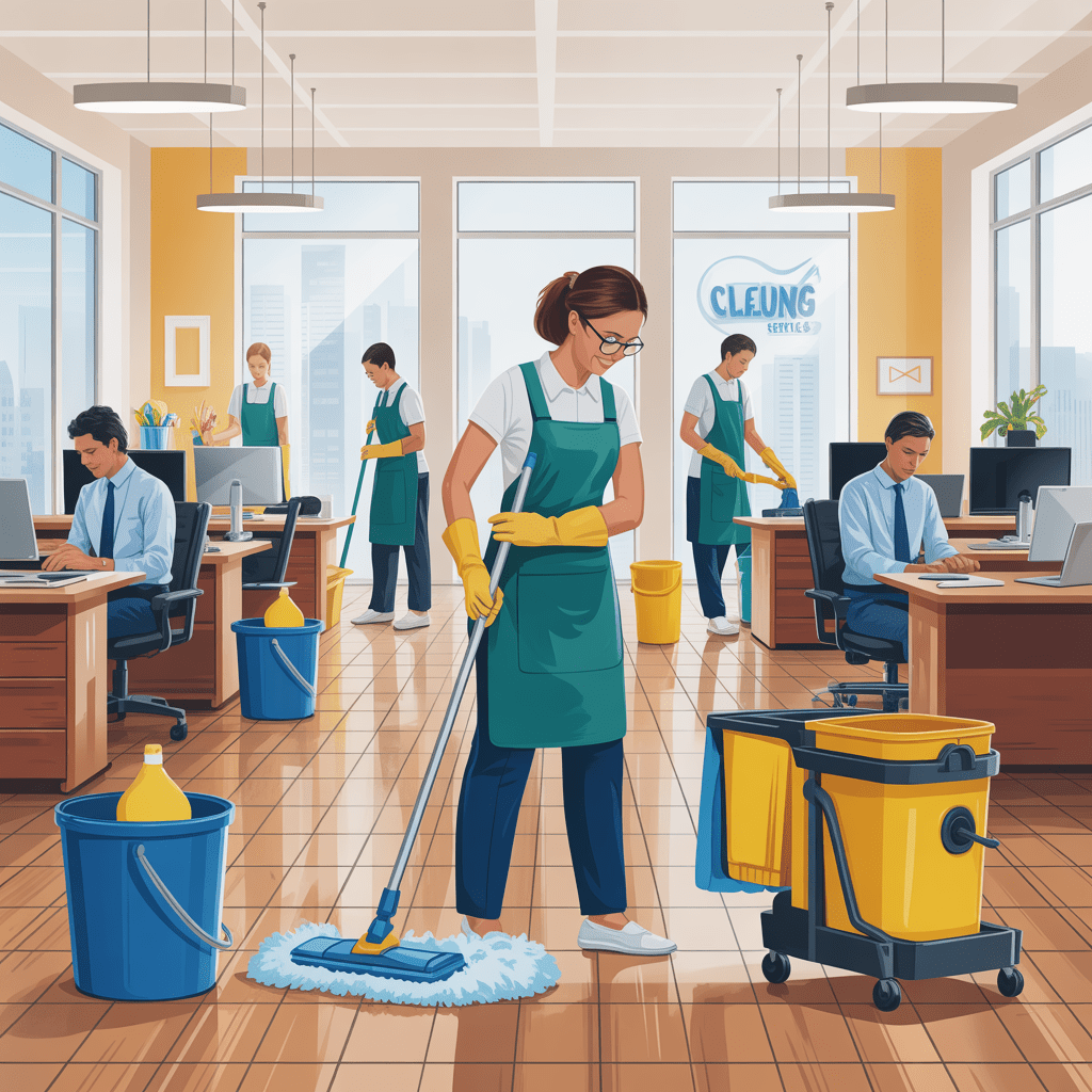 ideogram-v3.0_A_bustling_office_space_with_a_cleaning_crew_in_the_background_mopping_floors_an-0